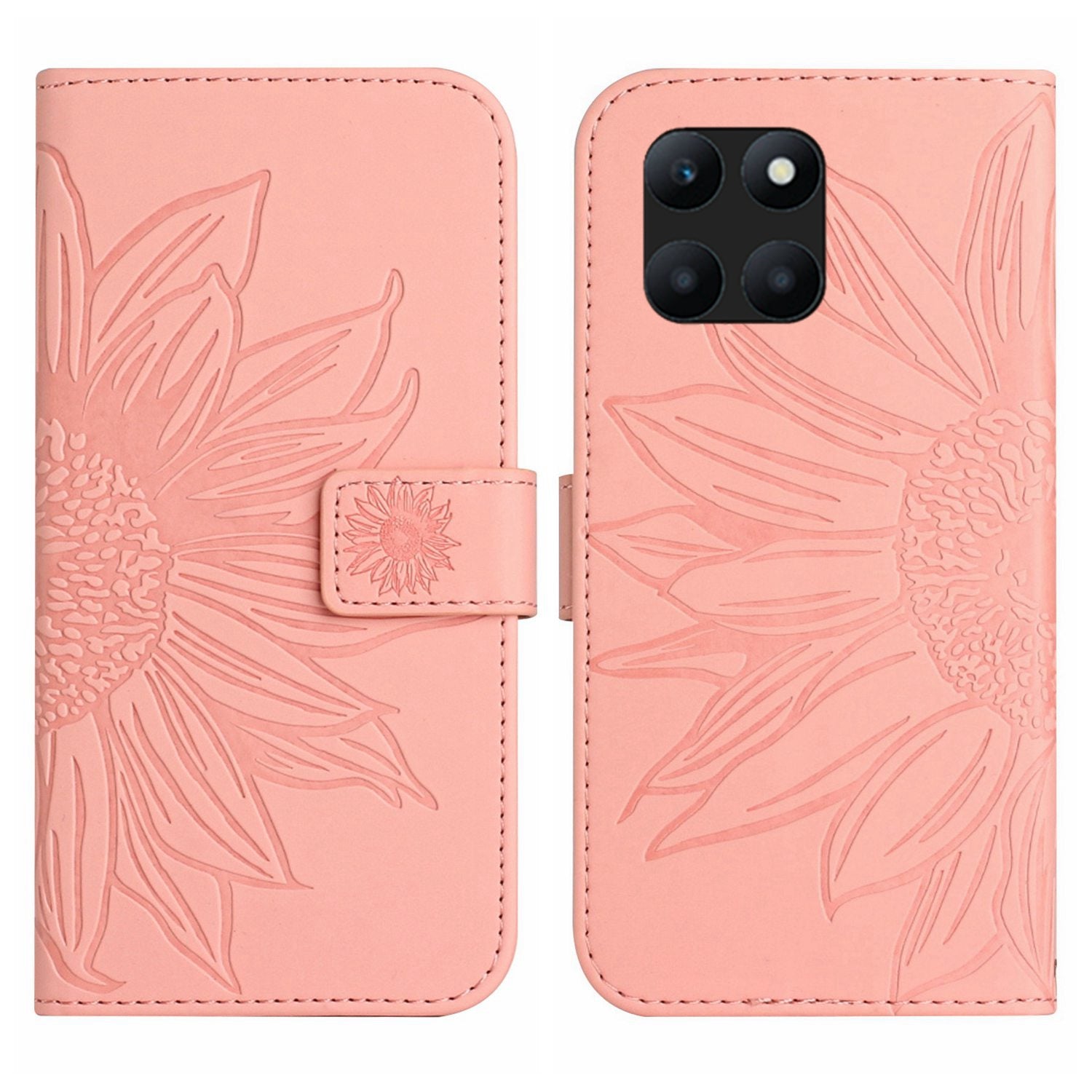 HT04 For Honor X8b 4G Magnetic Phone Case Sunflower Imprint PU Leather Wallet Cover - Red HT04 For Honor X8b 4G Magnetic Phone Case Sunflower Imprint PU Leather Wallet Cover - Red